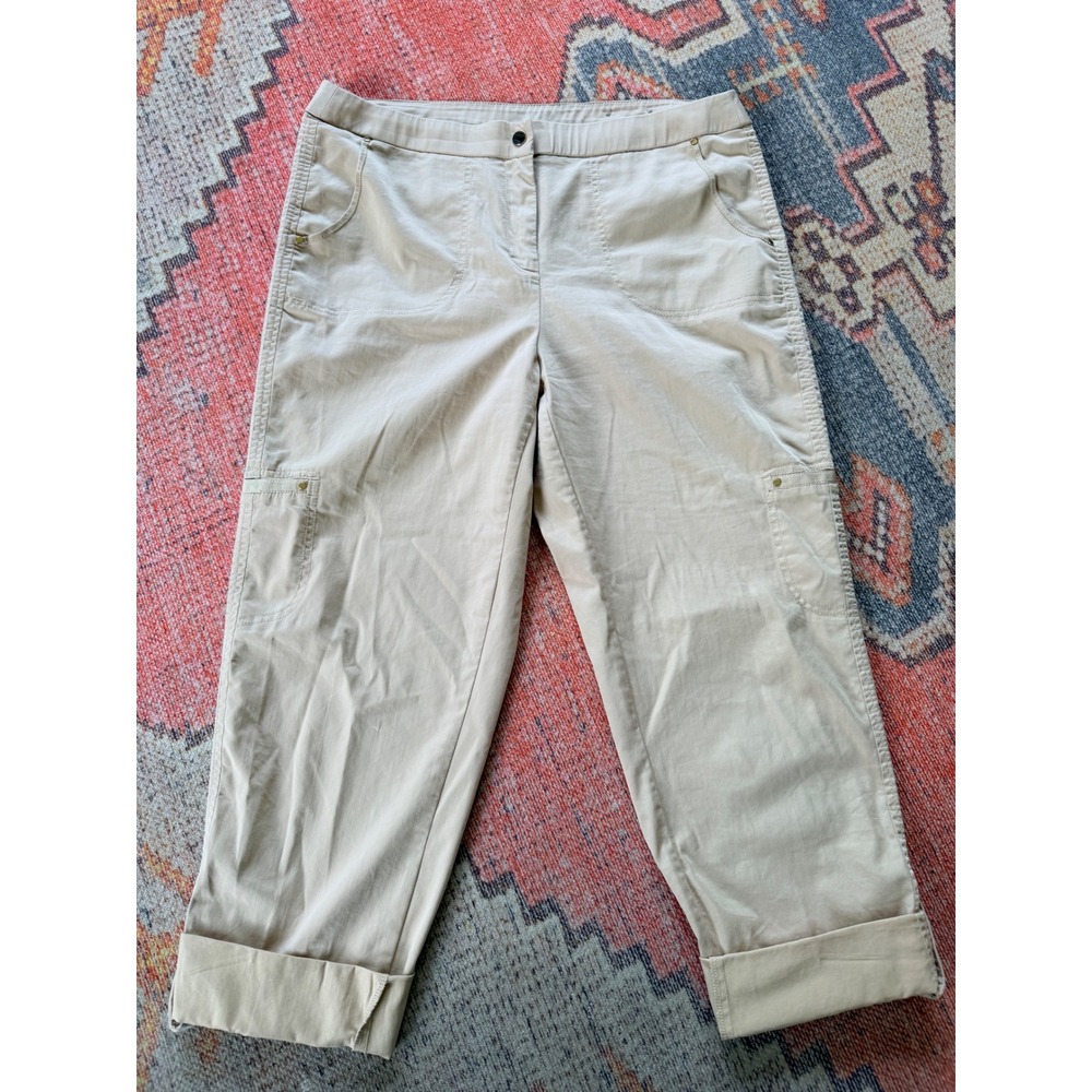 Chico's Capri Pants Women's Sz 2/12 White Tan Cargo Cropped lot 2 Casual Utility - Picture 6 of 11